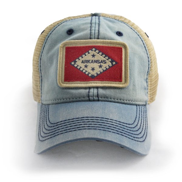 Arkansas Flag Patch Trucker Hat, Americana Blue | S.L. Revival Co