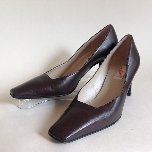 Carvela Brown Leather Heeled Vintage 1980s Work Formal Court Shoe UK 4. ...