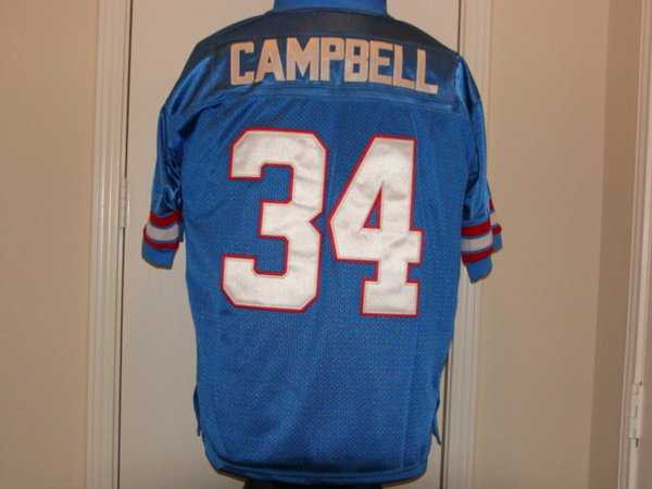 #34 EARL CAMPBELL Houston Oilers NFL RB Blue Throwback Jersey | Lone ...