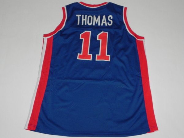 #11 ISIAH THOMAS Detroit Pistons NBA PG Blue Throwback Jersey | Lone