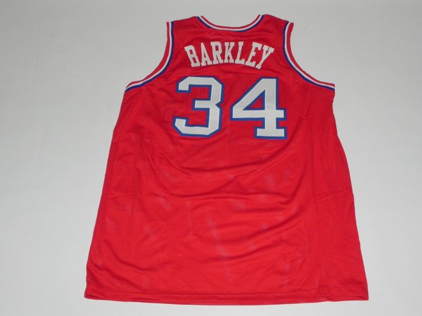 #34 CHARLES BARKLEY Philadelphia 76ers NBA PF Red Throwback Jersey ...