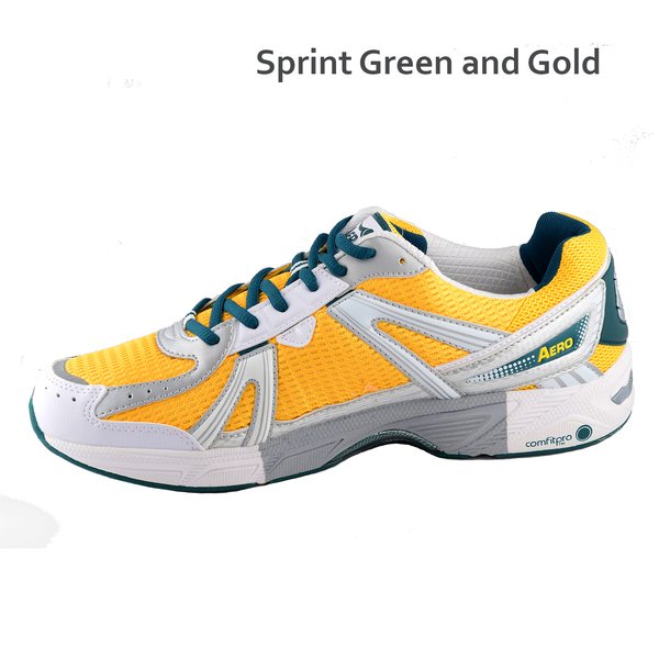 Aero ComfitPro Shoes Sprint Green and Gold Mens | Aero lawn bowls