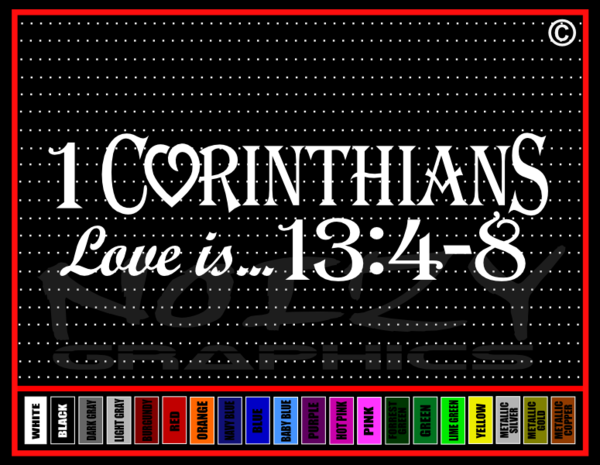 1 Corinthians 13:4-8 Christian Vinyl car window sticker ...