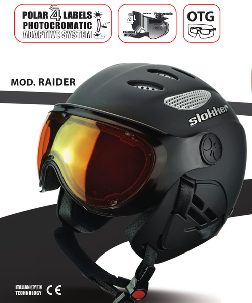 Slokker Ski Helmet with Mounted Polarized Photochromatic Visor