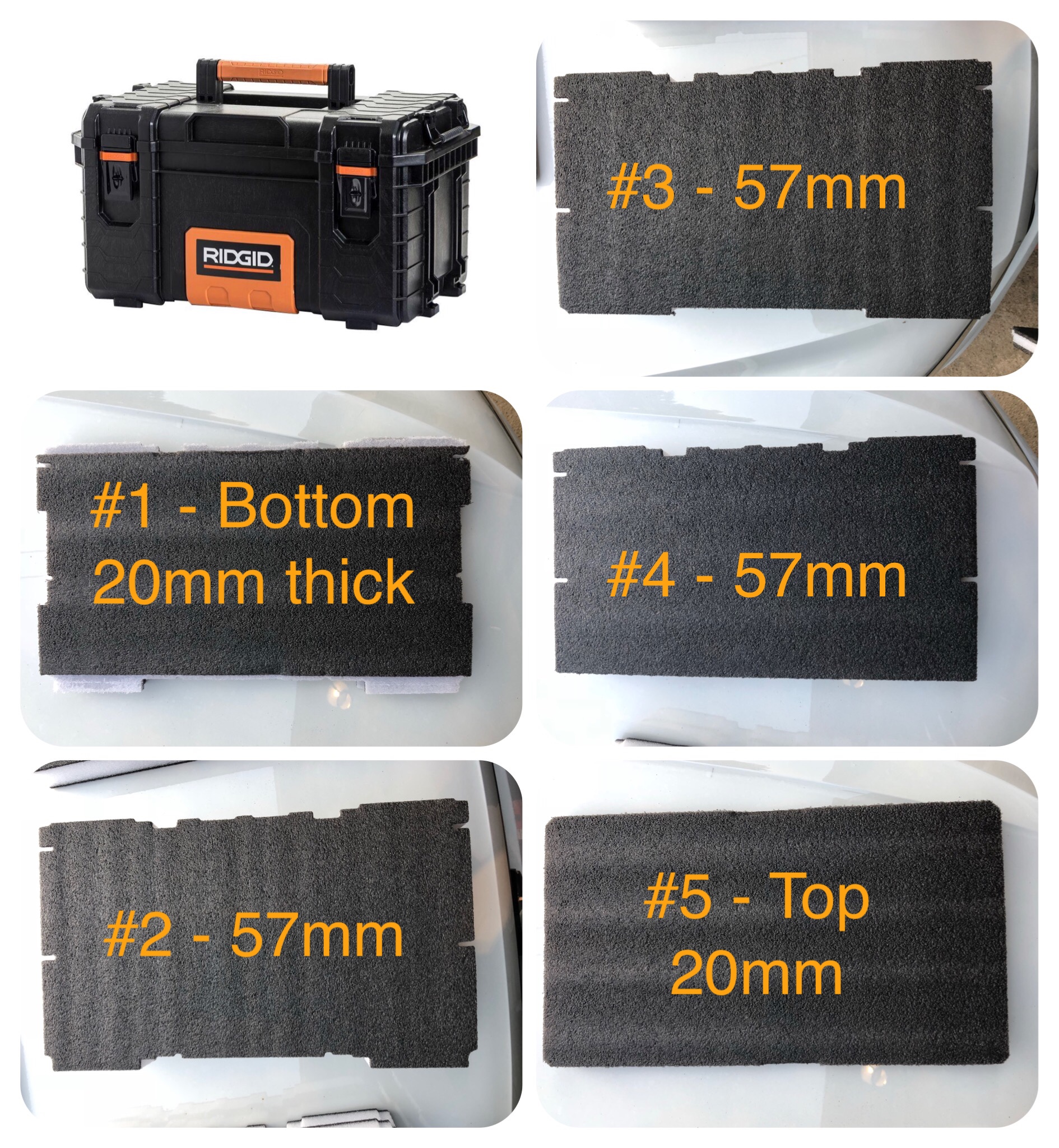 Kaizen foam inserts for tool boxes and other cases