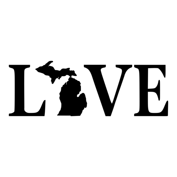 Love Text Michigan Vinyl Car Decal | Michigan Decals | Michigan Apparel