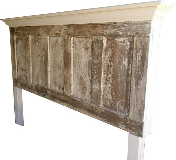 King Size 5 panel vintage door headboard distressed front Vintage
