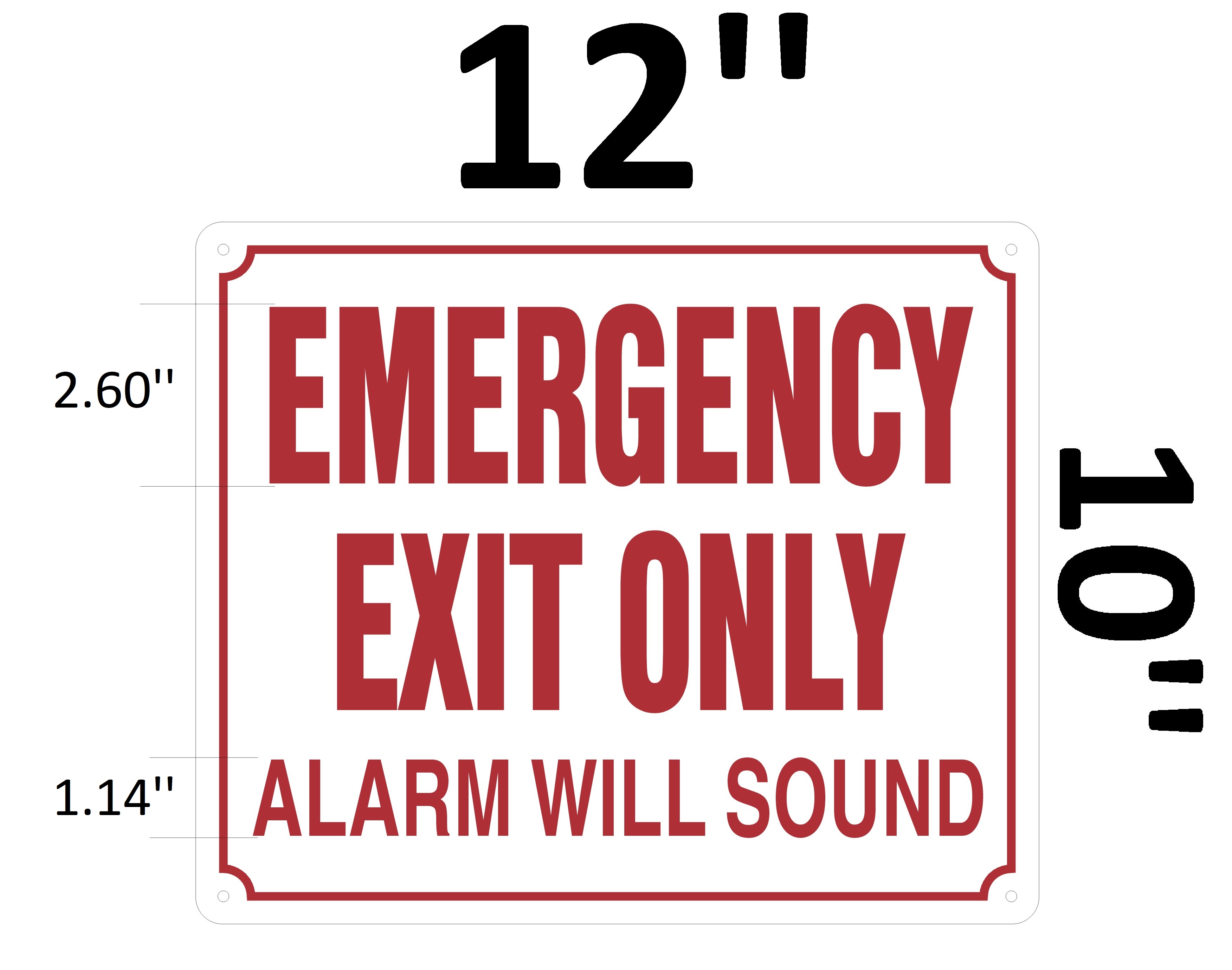 Emergency Exit Only Alarm Will Sound Sign Aluminum Signs 10x12 Hpd Signs The Official Store 2885