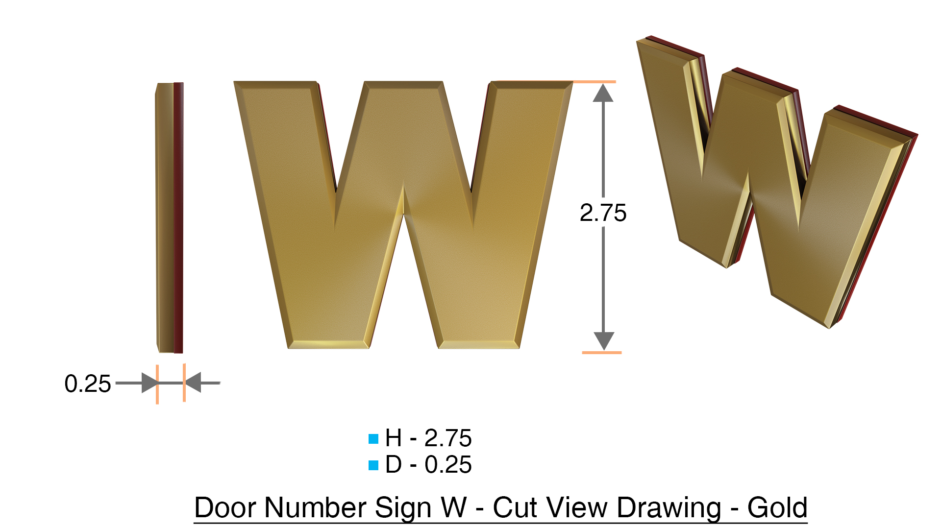 DOB SIGNS: W SIGN- GOLD (PLASTIC LETTERS FOR MAIL BOXES IN NYC) | HPD SIGNS - THE OFFICIAL STORE