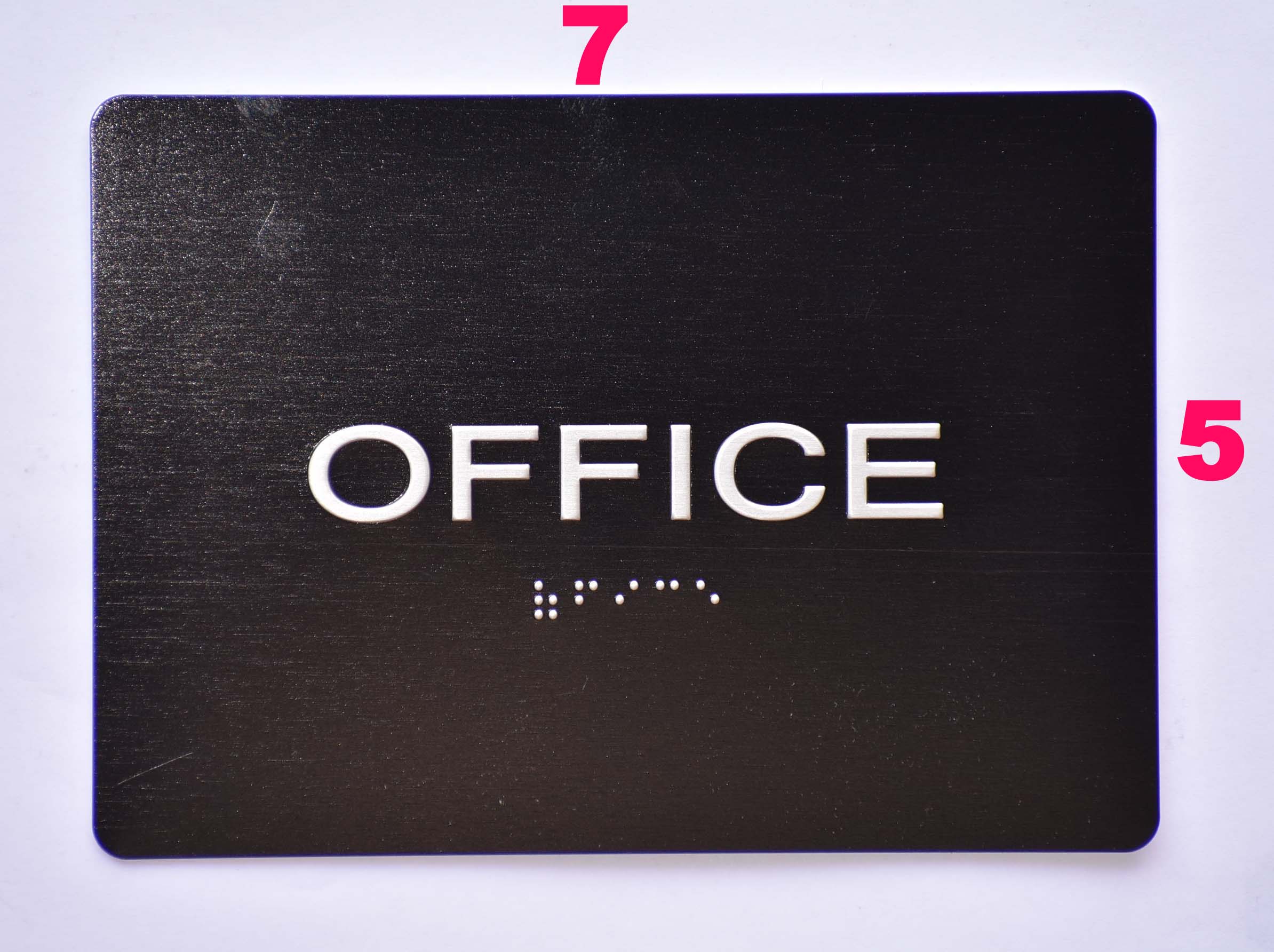 Office Sign Black Braille Aluminum Signs 5x7 The Sensation Line