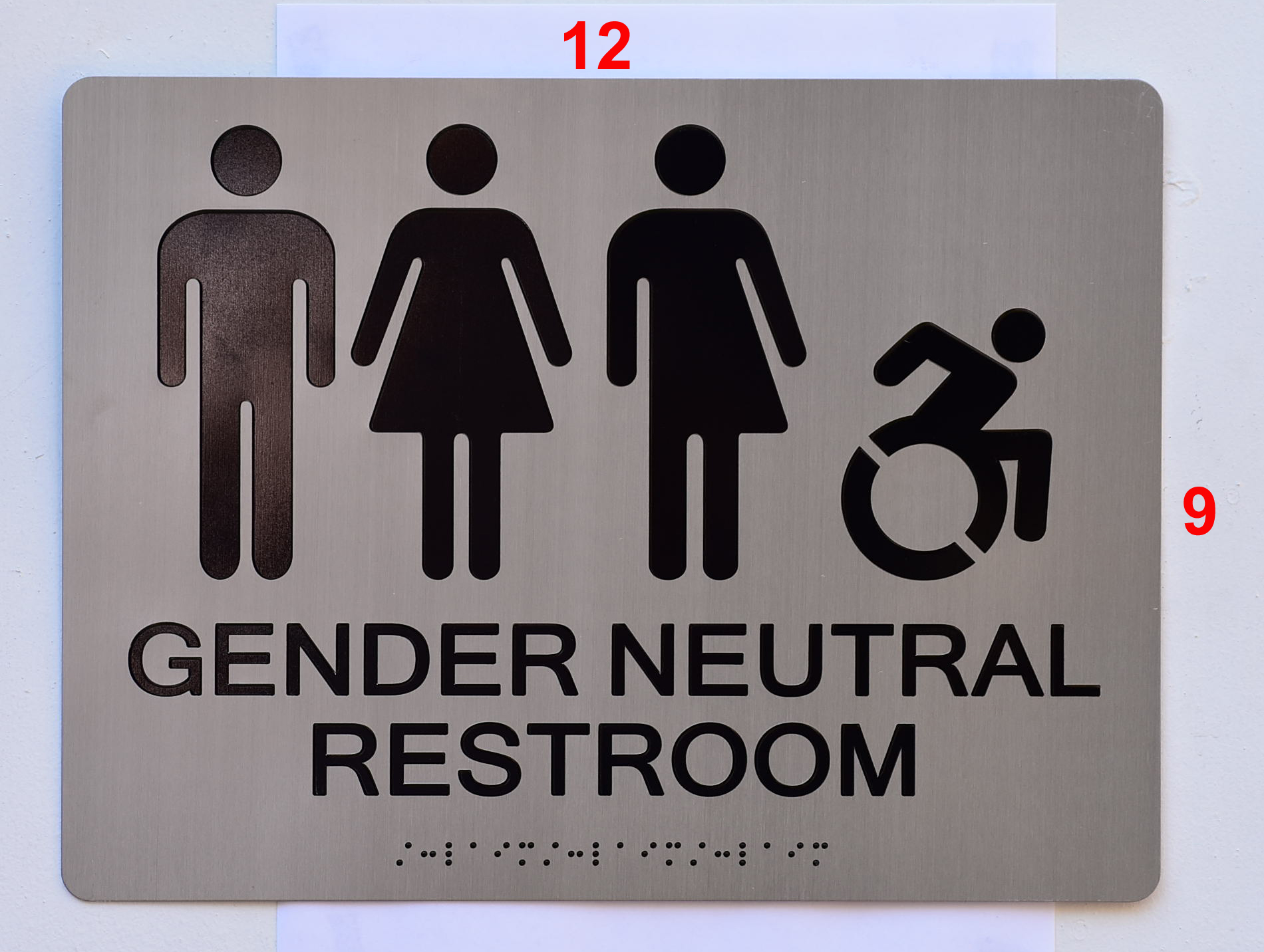 Gender Neutral Unisex Accessible Restroom Sign Silver 2200