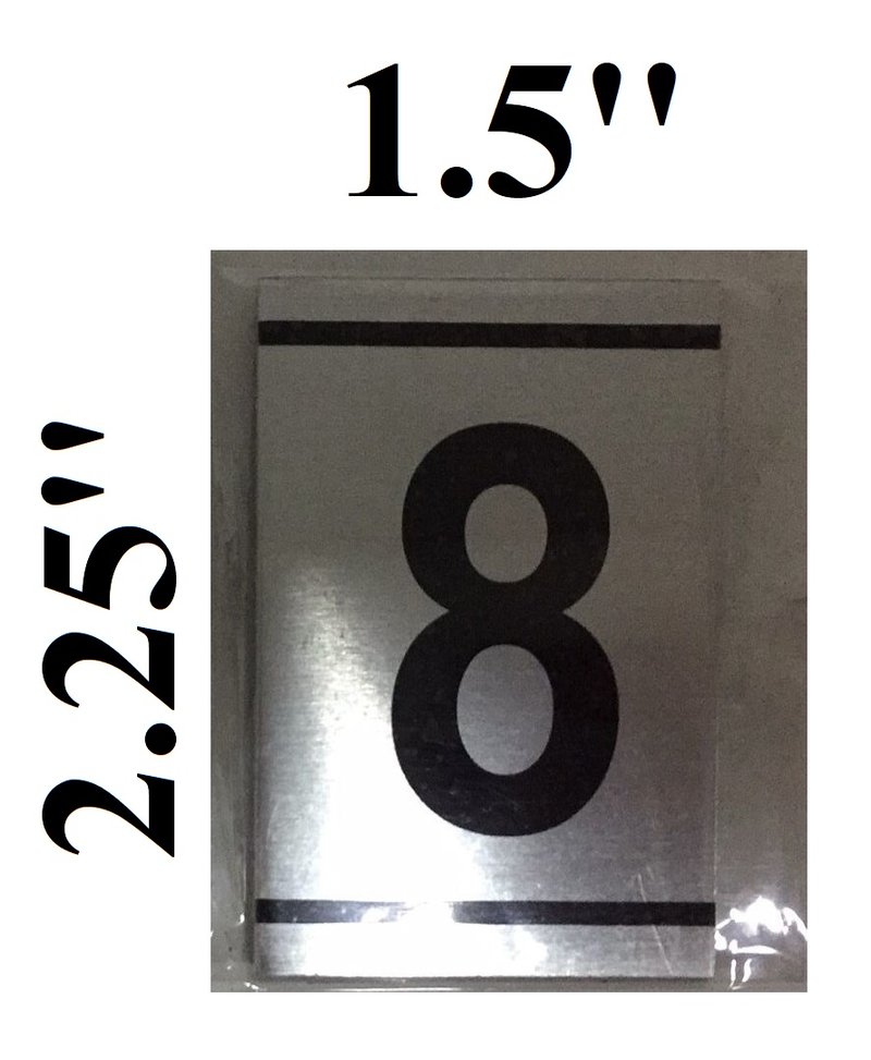 NUMBER EIGHT SIGN - 8 SIGN - BRUSHED ALUMINUM (2.25X1.5) | DOB SIGNS ...