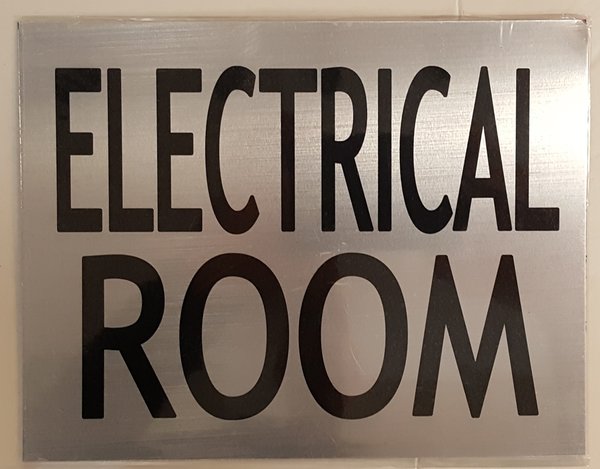 ELECTRICAL ROOM SIGN – BRUSHED ALUMINUM (6X7.75) | HPD SIGNS -THE