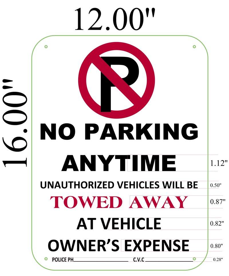 Reserved Parking For Tenants Only Unauthorized Vehicles Will Be Towed Away Sign 