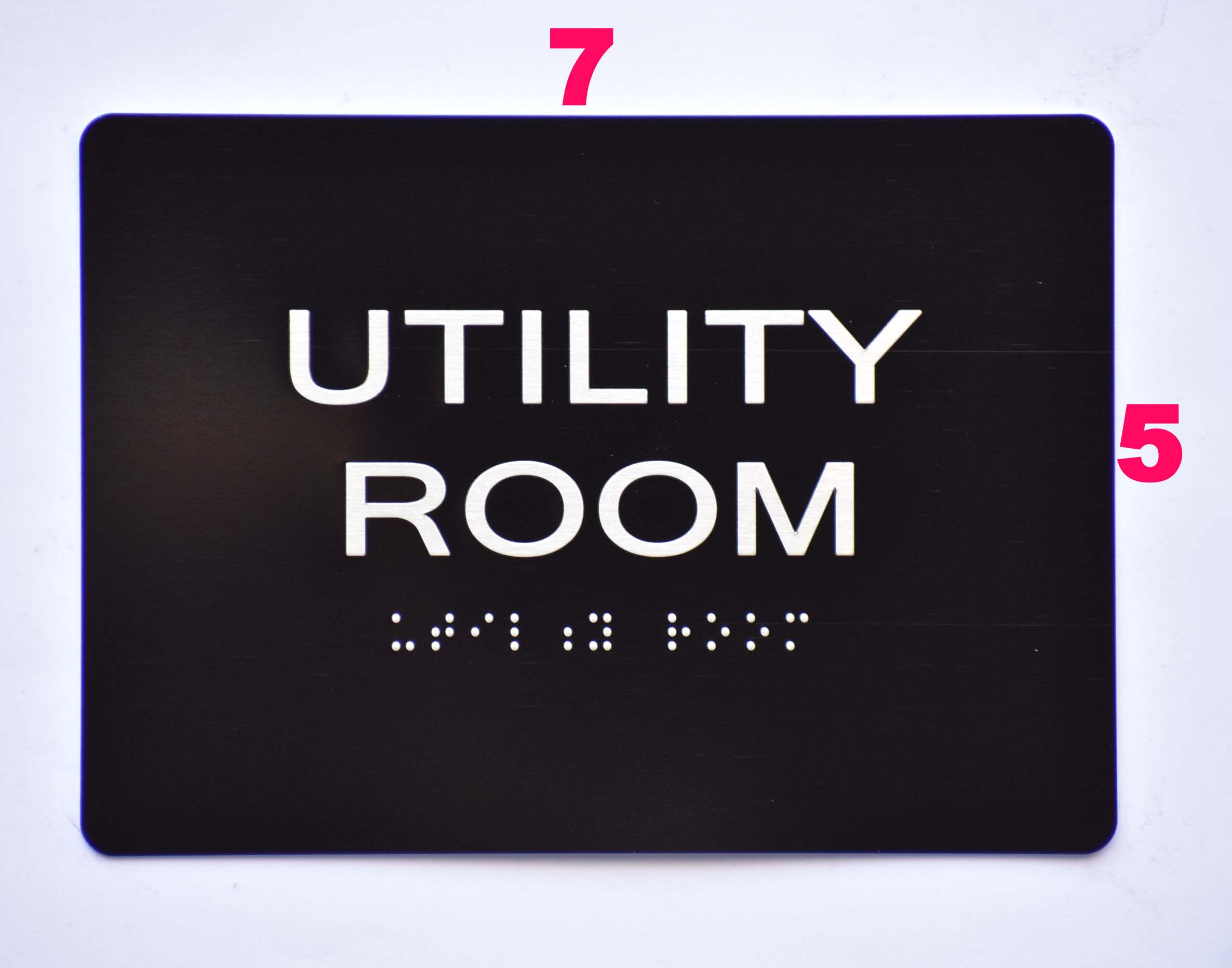 Utility Room Sign Black Braille Aluminum Signs 5x7 The Sensation Line