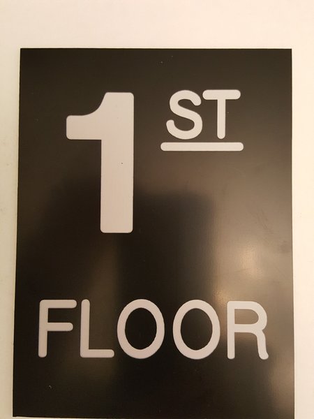 Floor number 1 sign Engraved Plastic | HPD SIGNS -THE OFFICIAL STORE