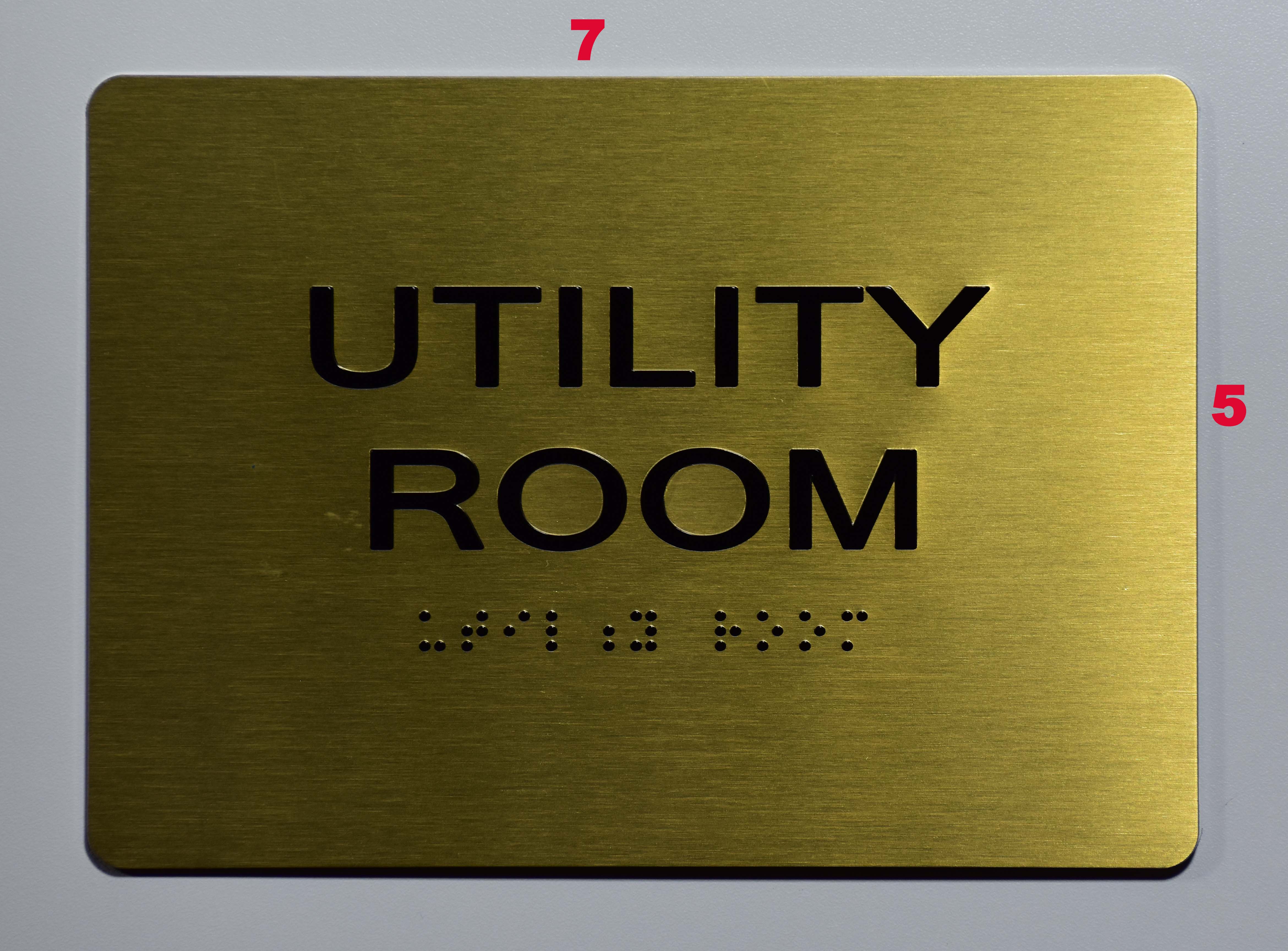 Utility Room Sign Gold Braille Aluminum Signs 5x7 The Sensation Line