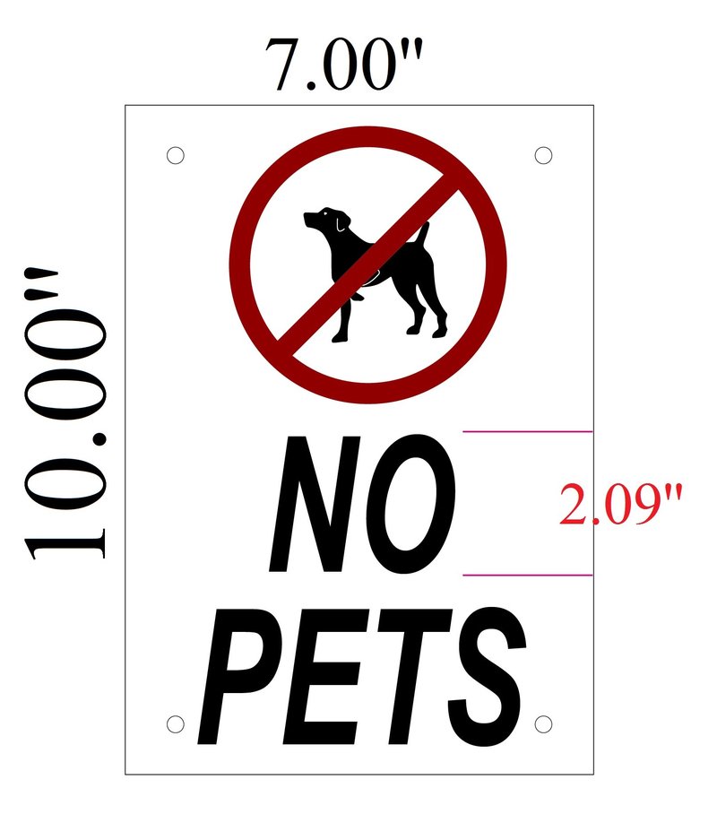 NO PETS SIGN– WHITE ALUMINUM (10X7) | FIRE DEPARTMENT SIGNS