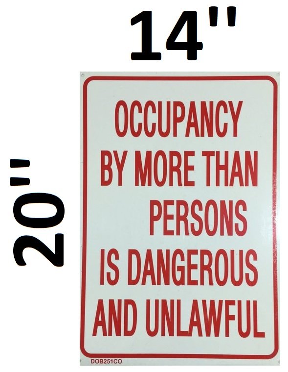 NYC OCCUPANCY SIGN  20x14 reflective !!! 