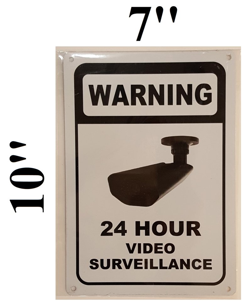 24 Hour Security Camera Warning L Aluminum Surveillance Sign Stop Trespassing 