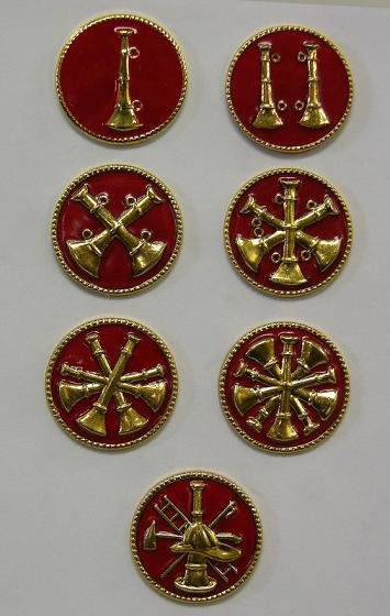 FD Collar Brass: Red Disc, Gold Rank | Rescue Uniforms