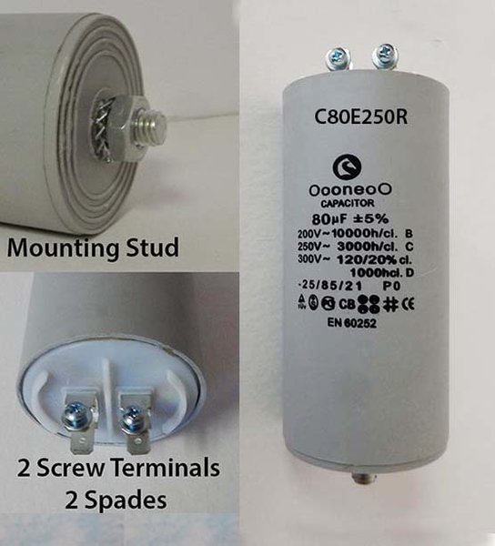 80 MFD 250 Volt Air Compressor Capacitor