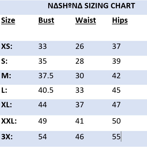 Size Chart – Nashona
