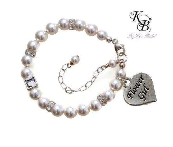 Flower Girl Charm Bracelet, Personalized Flower Girl Gift, Flower Girl