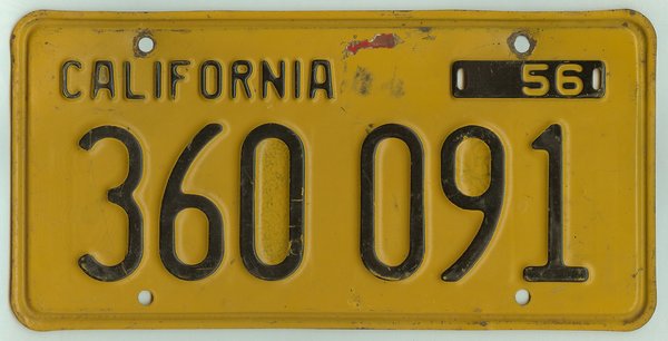 sample plates kansas license license trailer 091 #360 plate Kansas California 1956