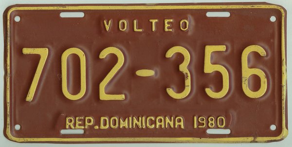 sample kansas plates license 1980 Dominican Kansas Republic license  #702 356 plate