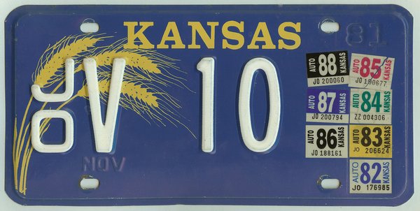 license plates sample kansas 1985 1983 1984 Kansas 1982 car 1988 license 1986 1981 1987