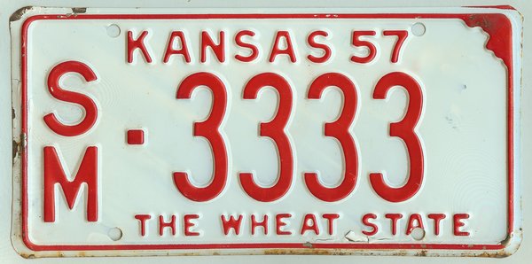 plate hawaii license sample car Smith Kansas Kansas plate Co. license  #SM 1957  3333