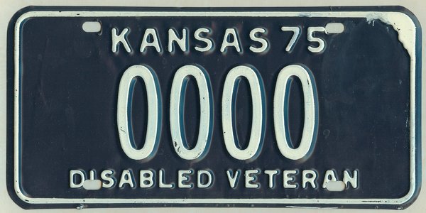 hawaii license plate sample #0000 sample veteran license Kansas disabled plate 1975