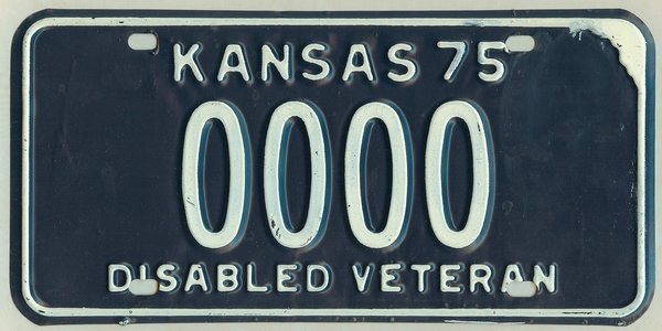 plate license hawaii sample plate 1975 sample disabled Kansas veteran license #0000