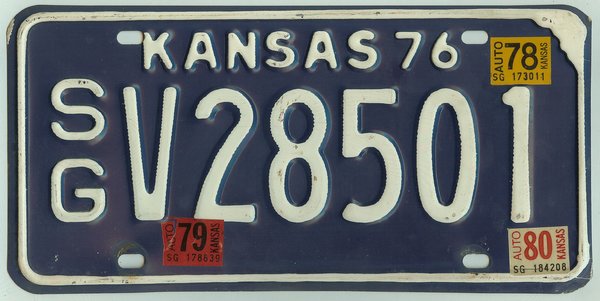 kansas license sample plates 1976 Kansas Co plate 1979 1978 license 1980 car Sedgwick