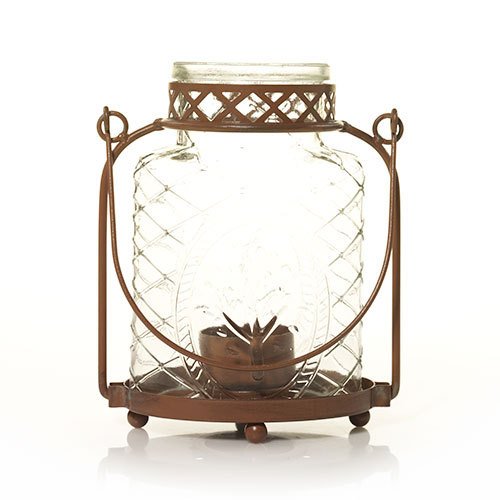 Yankee Candle Vintage Small Leaf Motif Metal & Glass Lantern Tealight