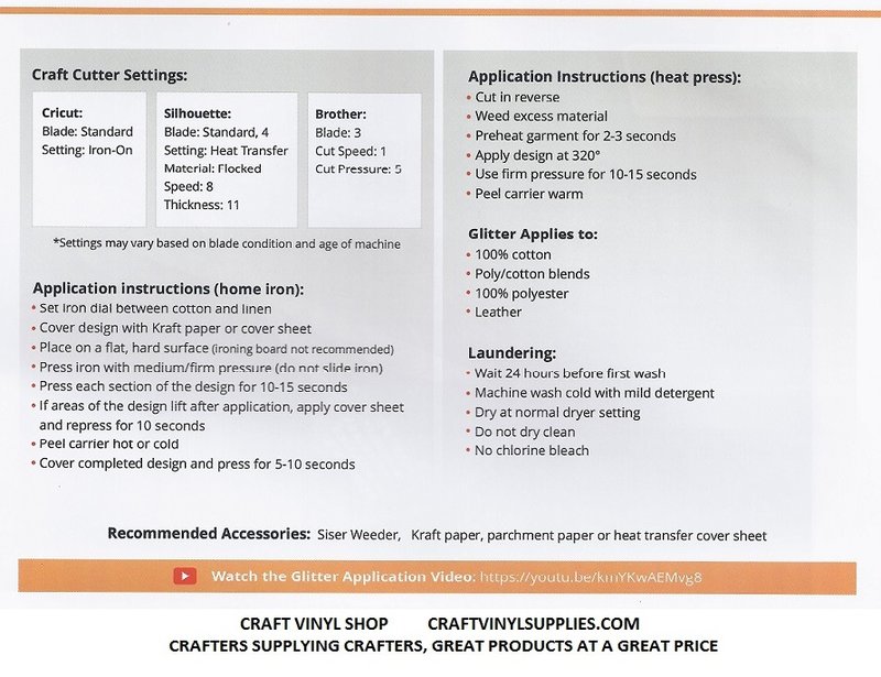 Glitter Instructions Craft Vinyl Supplies, Oracal 651 and Siser Iron