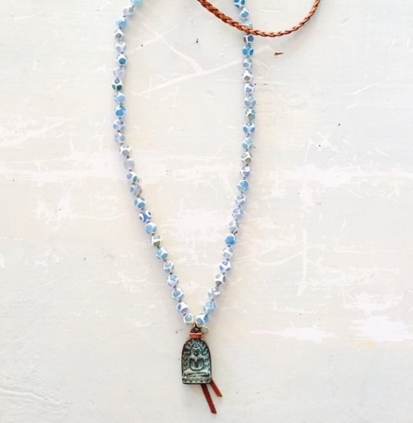Long Knotted Tibetan Bead Buddha Necklace | meesa jewelry