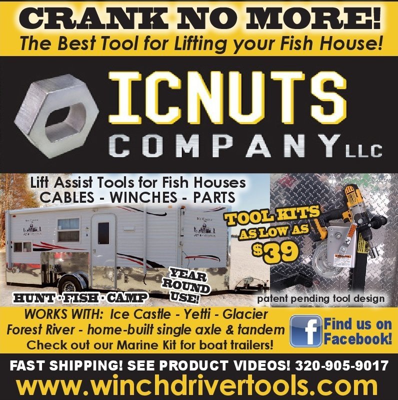 ICNuts Company LLC Cordless drill winch system for fish houses.