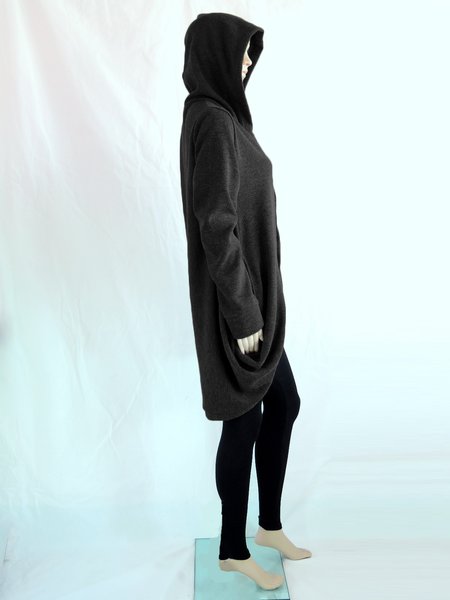 Women Black Jacket Long Winter Oversized Hooded Coat Knee Length ...