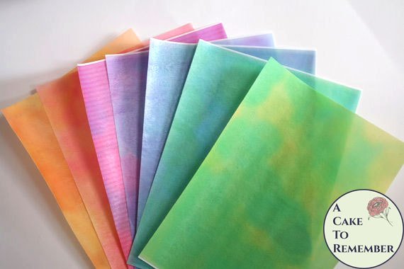 3 Full Sheets Watercolor Effect Printed Wafer Paper