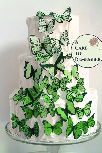 30 Green Ombre Wafer Paper Butterflies For Cake Decorating