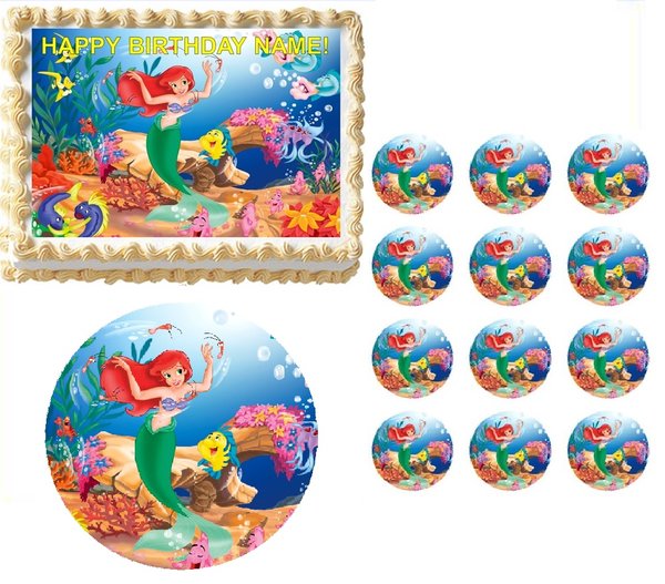 Little Mermaid ARIEL Edible Cake Topper Image Frosting