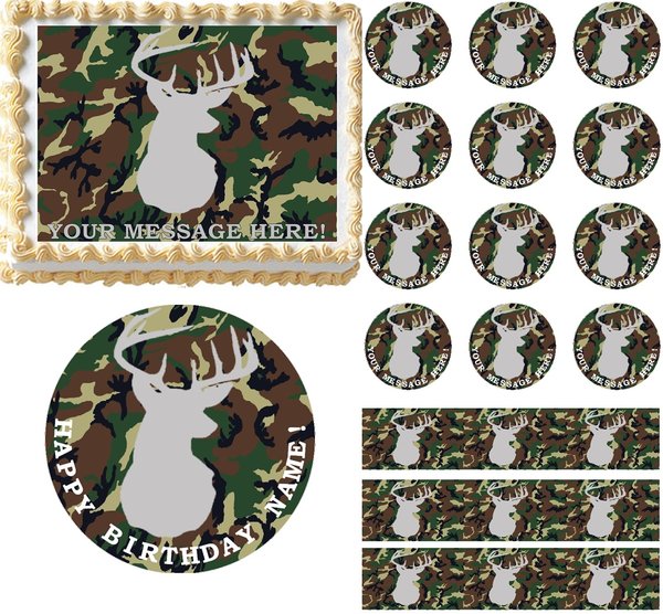 Camouflage Deer Hunting Camo Edible Cake Topper Image ...