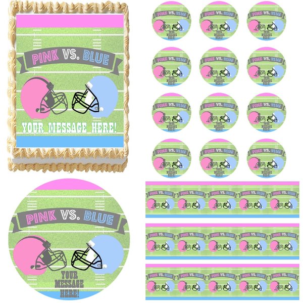 FOOTBALL GENDER REVEAL BABY SHOWER Edible Cake Topper ...