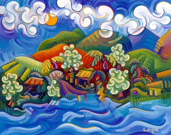 Maui 5 Huts - Starting at | Maui Art - Happy Art by Maui Artist Ken Loyd