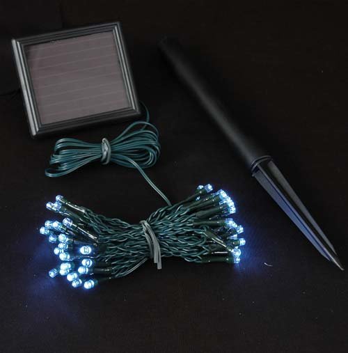 Solar 100 LED String Light Green Cable - Warm White LED LIGHTING