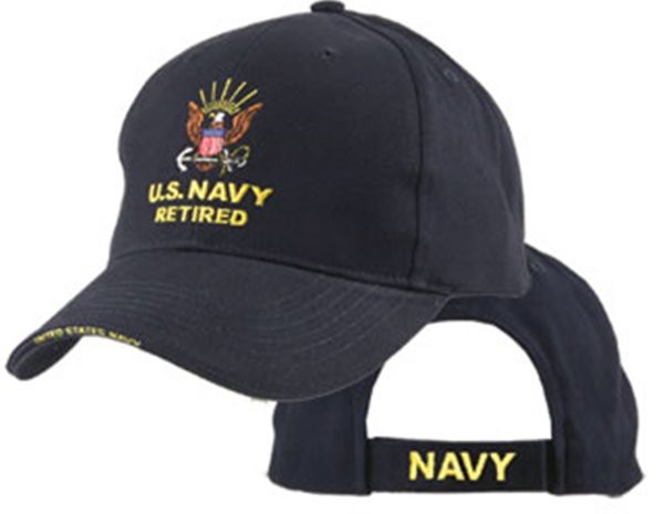 Us Navy Retired Logo Ball Cap Black Mens Hat Military Tactical Gear