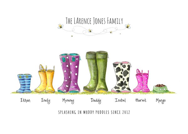 Personalised family name Welly boot print | corkymandle.co.uk