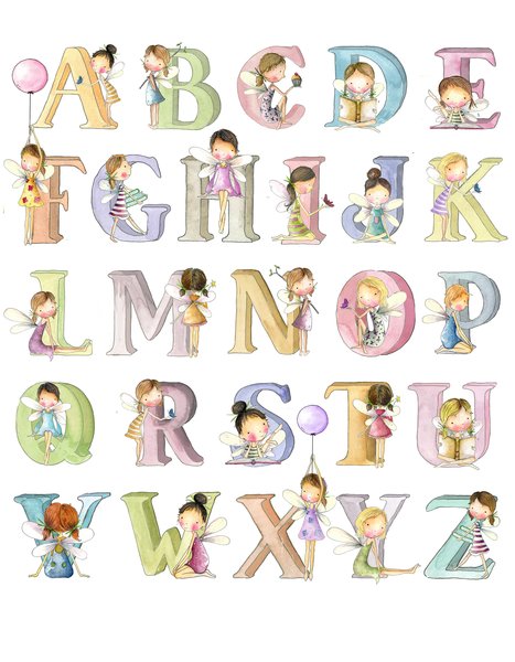 Personalised alphabet fairy name print, baby, child | corkymandle.co.uk